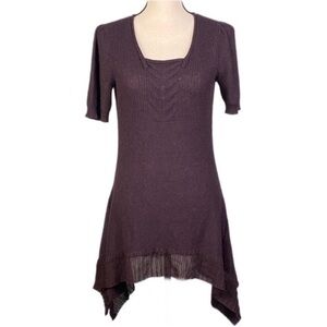 PERUVIAN CONNECTION purple asymmetrical sweater dress with beading Small EUC